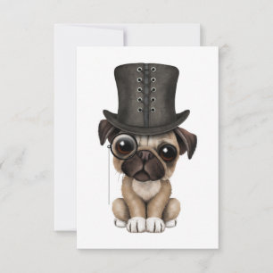 Cute Pug Puppy met Monocle en Top Hat