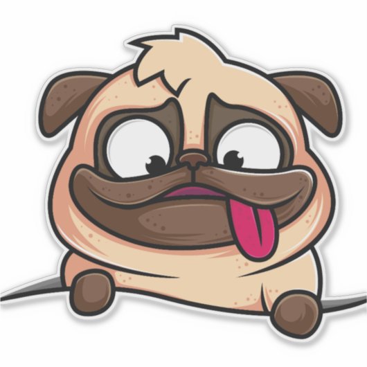 Cute Pug Sticker (Voorkant)
