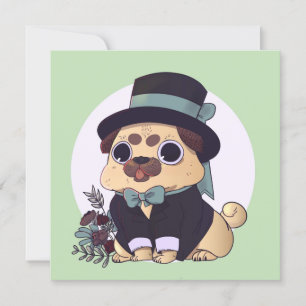 Cute Pug-uitnodiging Kaart