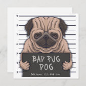 Cute Pug-uitnodiging Kaart (Voorkant / Achterkant)