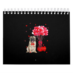 Cute Pug Valentijnsdag Heart Hondenliefhebber Kalender
