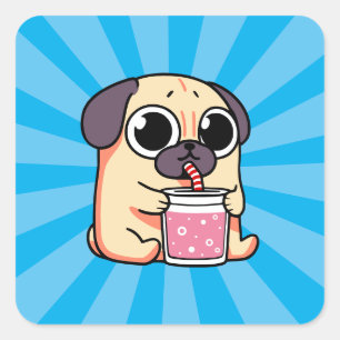 Cute Pug Vierkante Sticker