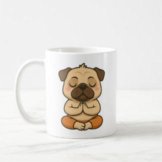 Cute pug yoga meditation relaxation cartoon koffiemok