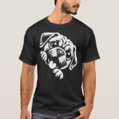 Cute Puggle Peeking Dog Graphic Design T-shirt (Voorkant)
