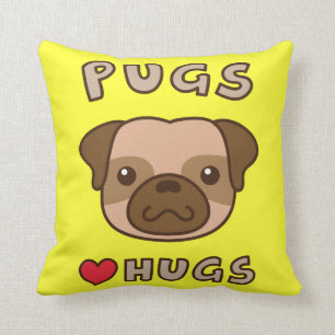 Cute Pugs-liefdeshandjes voor puppy liefhebbers Kussen