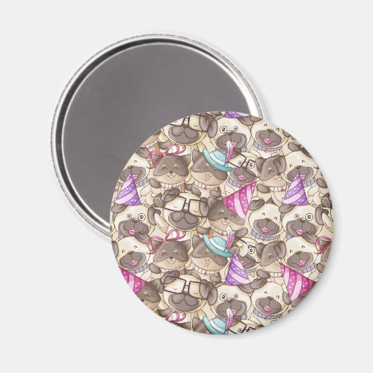 Cute Pugs Magneet (Voorkant / Achterkant)
