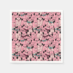 Cute Pugs Napkins Servet