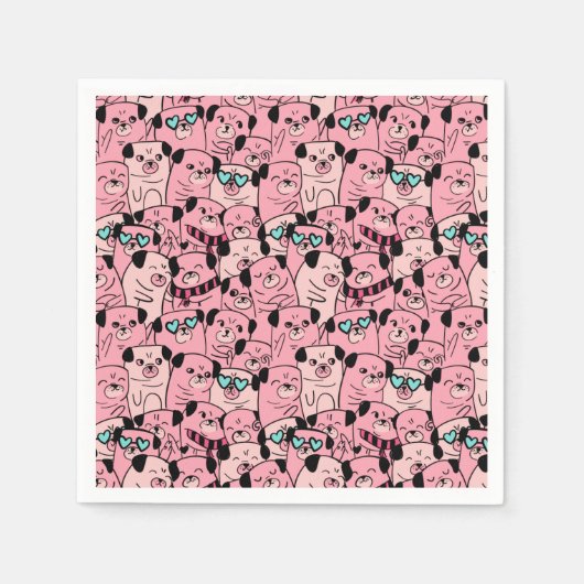 Cute Pugs Napkins Servet (Voorkant)