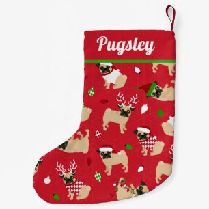 Cute Pugs Red Double Sided Kleine Kerstsok
