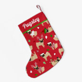 Cute Pugs Red Double Sided Kleine Kerstsok (Achterkant (Hangend))