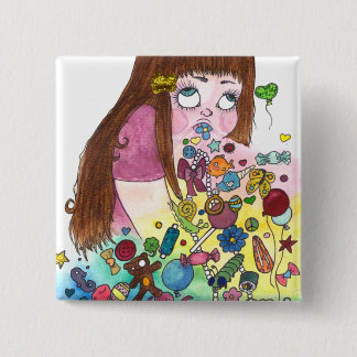 Cute Puke Vierkante Button 5,1 Cm