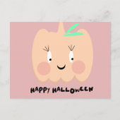 Cute Pumpkin Blushing Lettering Happy Halloween Briefkaart (Voorkant)