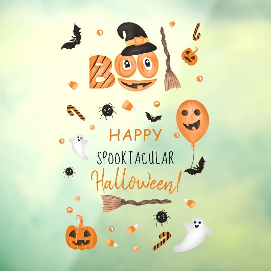Cute pumpkin Boo afbeelding Happy Halloween Raamsticker (Vel 3)
