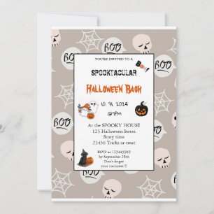 Cute pumpkin Boo Halloween bash roze Kaart