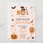 Cute pumpkin Boo Halloween bash roze Kaart (Voorkant)
