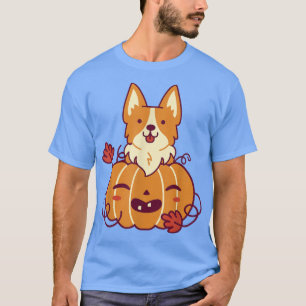 Cute Pumpkin en Corgi Dog Halloween Holiday Octob T-shirt