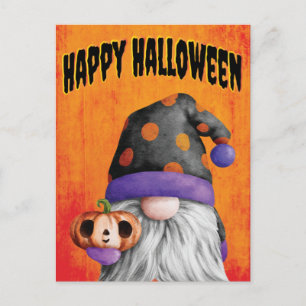 Cute Pumpkin Gnome Happy Halloween Briefkaart