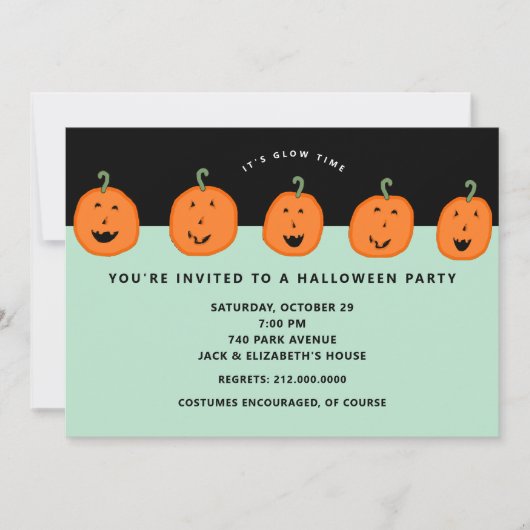 Cute Pumpkin Halloween Party Kaart (Voorkant)