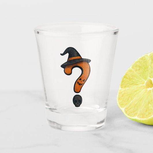 Cute Pumpkin Halloween Question Mark Shot Glass Shot Glas (Voorkant)