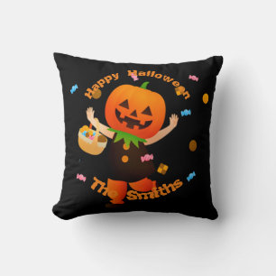 Cute Pumpkin Head Trick of Treer Halloween Kussen
