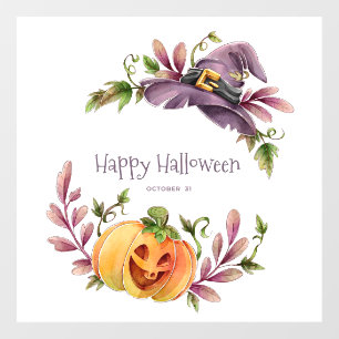 Cute Pumpkin, heks Pet en herfst Foliage Raamsticker