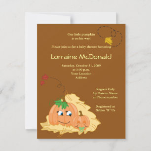 Cute Pumpkin Herfst Autumn Baby shower Uitnodiging