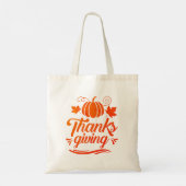 Cute Pumpkin met Text Thanksgiving Typografie Tote Bag (Achterkant)