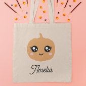 Cute Pumpkin Personalized Halloween Trick or treat Tote Bag