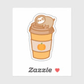 Cute Pumpkin Spice Latte Cup Sloth Sticker (Vel)