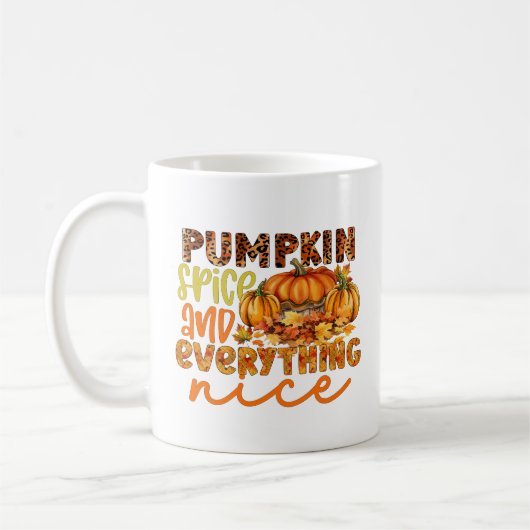 Cute pumpkin spice word art koffiemok (Links)