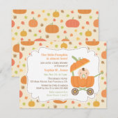 Cute Pumpkin Stroller Herfst Baby Shower Invitatio Kaart (Voorkant / Achterkant)