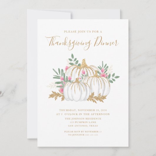 Cute Pumpkin Thanksgiving Dinner Kaart (Voorkant)