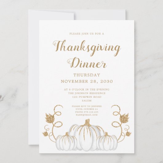 Cute Pumpkin Thanksgiving Dinner Party Kaart (Voorkant)