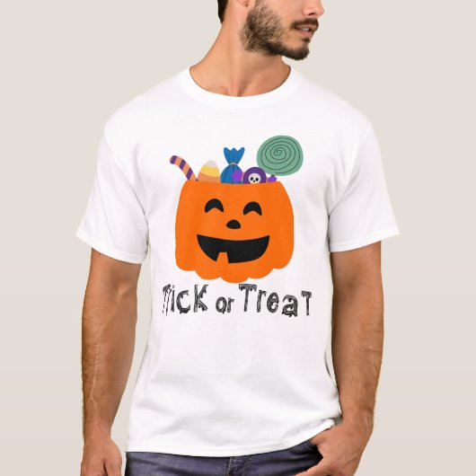 Cute Pumpkin Treat Bucket Trick or Treat Graphic T-shirt (Voorkant)