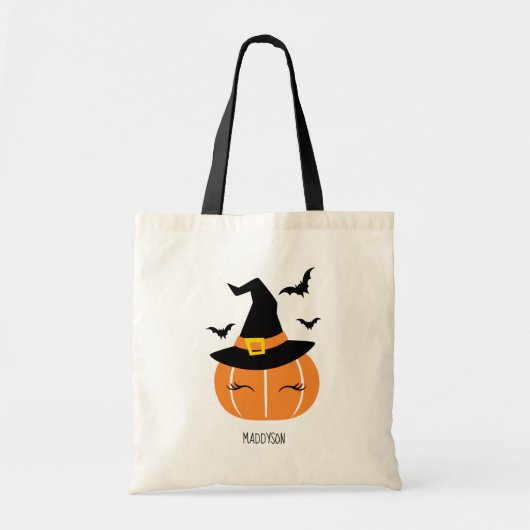 Cute Pumpkin Witch Halloween Tote Bag (Voorkant)