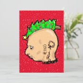 CUTE PUNK CHRISTMAS Red Holiday Kaart (Staand voorkant)