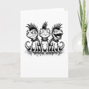 Cute Punk Kikker Shirt Stekelige Kikker Trio T-shi Kaart