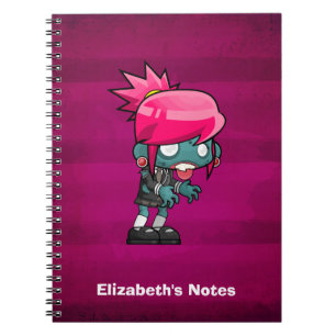 Cute Punk Rock Zombie Girl Illustratie Notitieboek