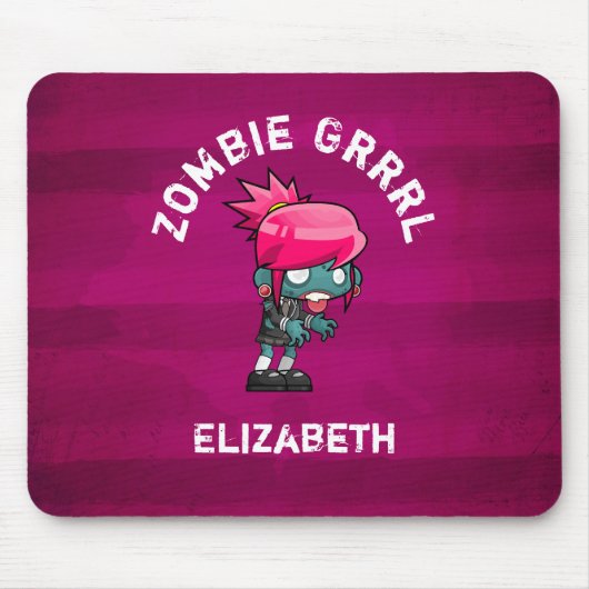 Cute Punk Rock Zombie Grrl Personalized Muismat (Voorkant)