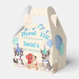 Cute puppies boys puppy party gepersonaliseerd bedankdoosjes