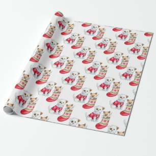 Cute Puppies en Kittens kerstfeestdag Cadeaupapier