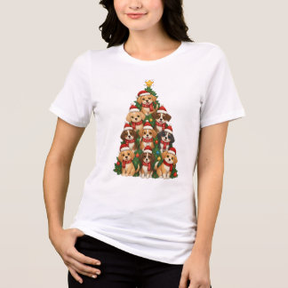 Cute Puppies Kerstboom Hond Moeder Cadeau Tri-Blend Shirt