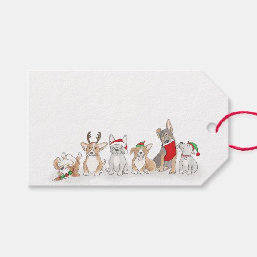 Cute puppies kerstcadeaulabels cadeaulabel (Voorkant (Horizontaal))