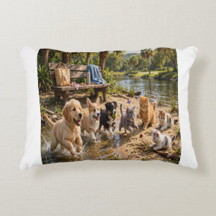 Cute Puppies & Kittens Riverside Accent Kussen