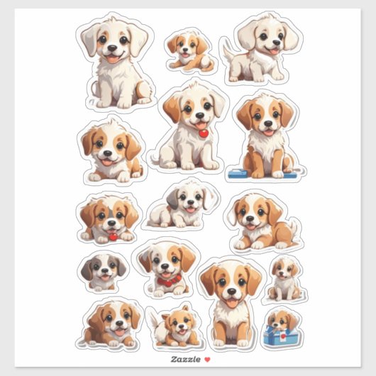 Cute Puppies Mega Sticker Bundle (Feuille)