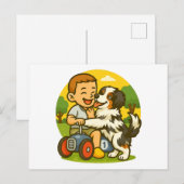 Cute Puppy and Kid Playtime Briefkaart (Voorkant / Achterkant)