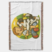 Cute Puppy and Kid Playtime Deken (Voorkant Verticaal)