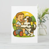 Cute Puppy and Kid Playtime Kaart (Staand voorkant)