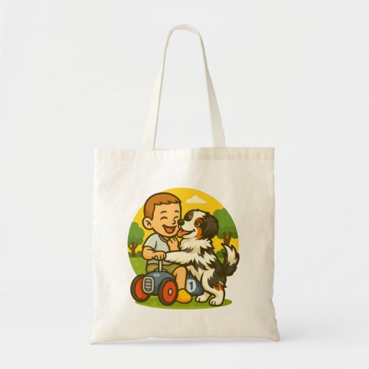 Cute Puppy and Kid Playtime Tote Bag (Voorkant)