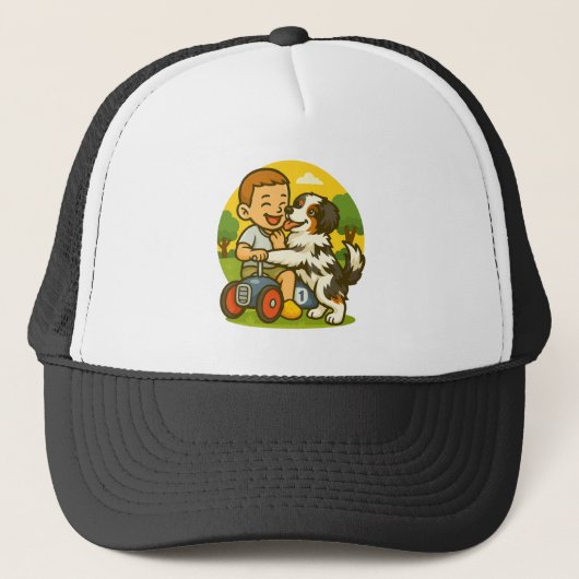 Cute Puppy and Kid Playtime Trucker Pet (Voorkant)